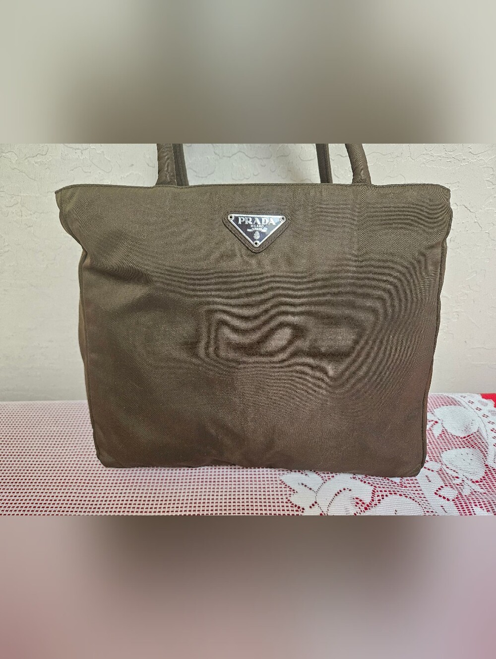 Prada Nylon Green Handbag Vintage Satchel Authentic - Picture 14 of 16